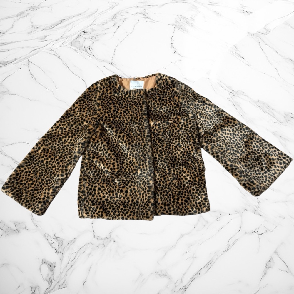 Janie and Jack Girls Leopard Faux Fur Coat Size 10-12